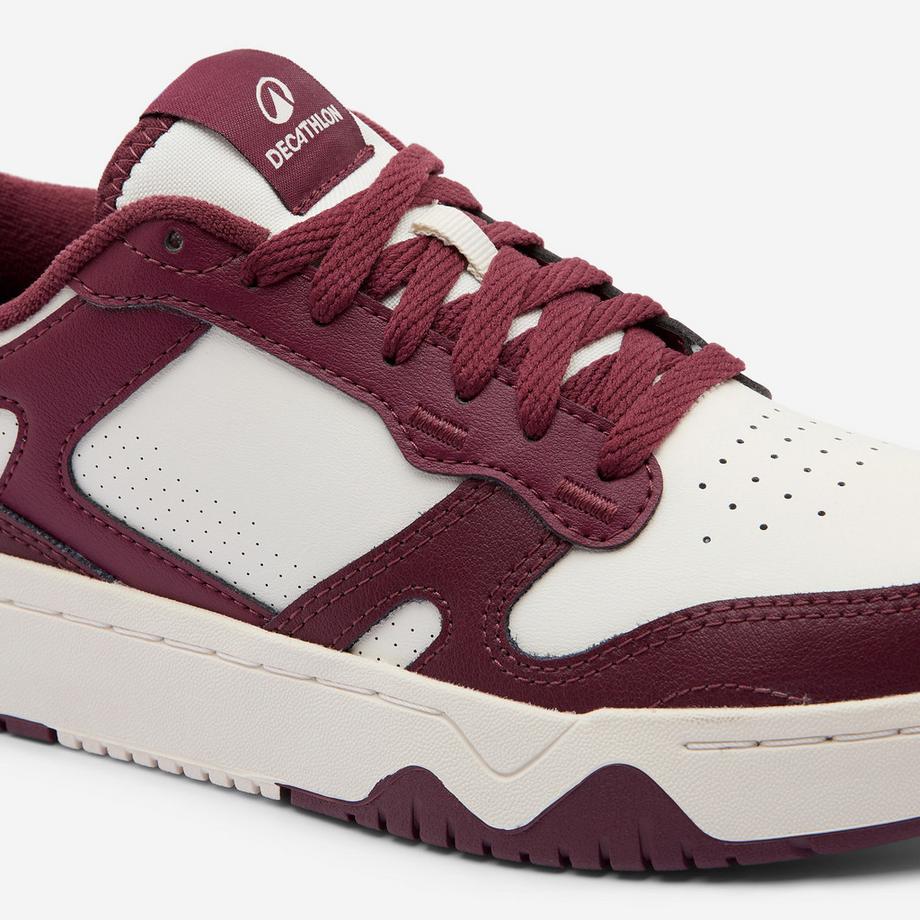 DECATHLON CJ80 Leder-Sneakers Lederturnschuhe CJ80  weiss und bordeaux 