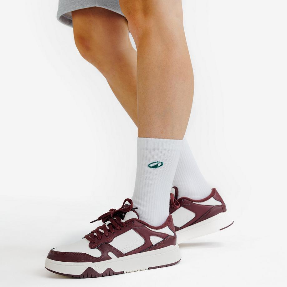 DECATHLON CJ80 Leder-Sneakers Lederturnschuhe CJ80  weiss und bordeaux 