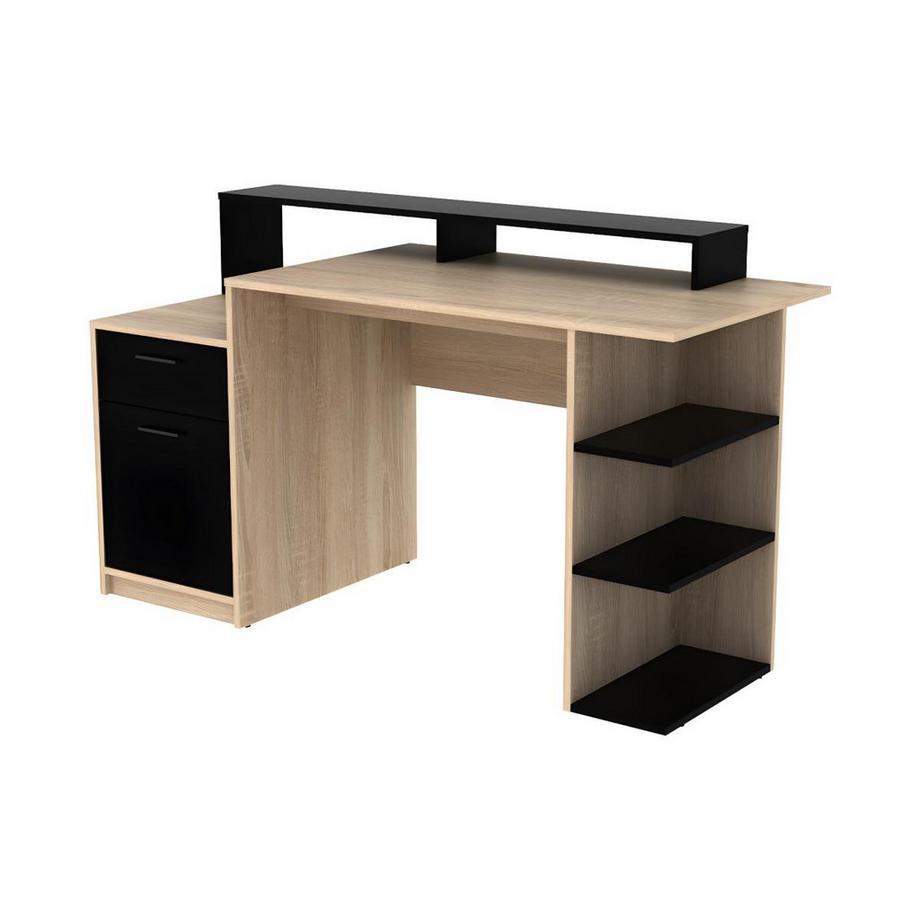 Vente-unique Bureau avec rangements ZACHARIE  chêne  