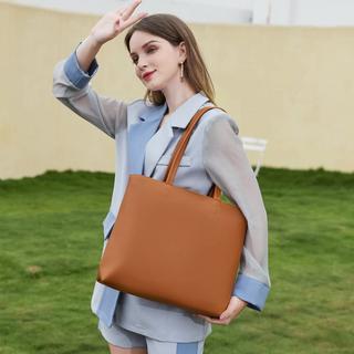 Only-bags.store  Henkeltaschen, einfache Handtaschen PU Leder Shopper Tasche für Arbeit, Schule, Einkaufen mit Reißverschluss und Innentasche 