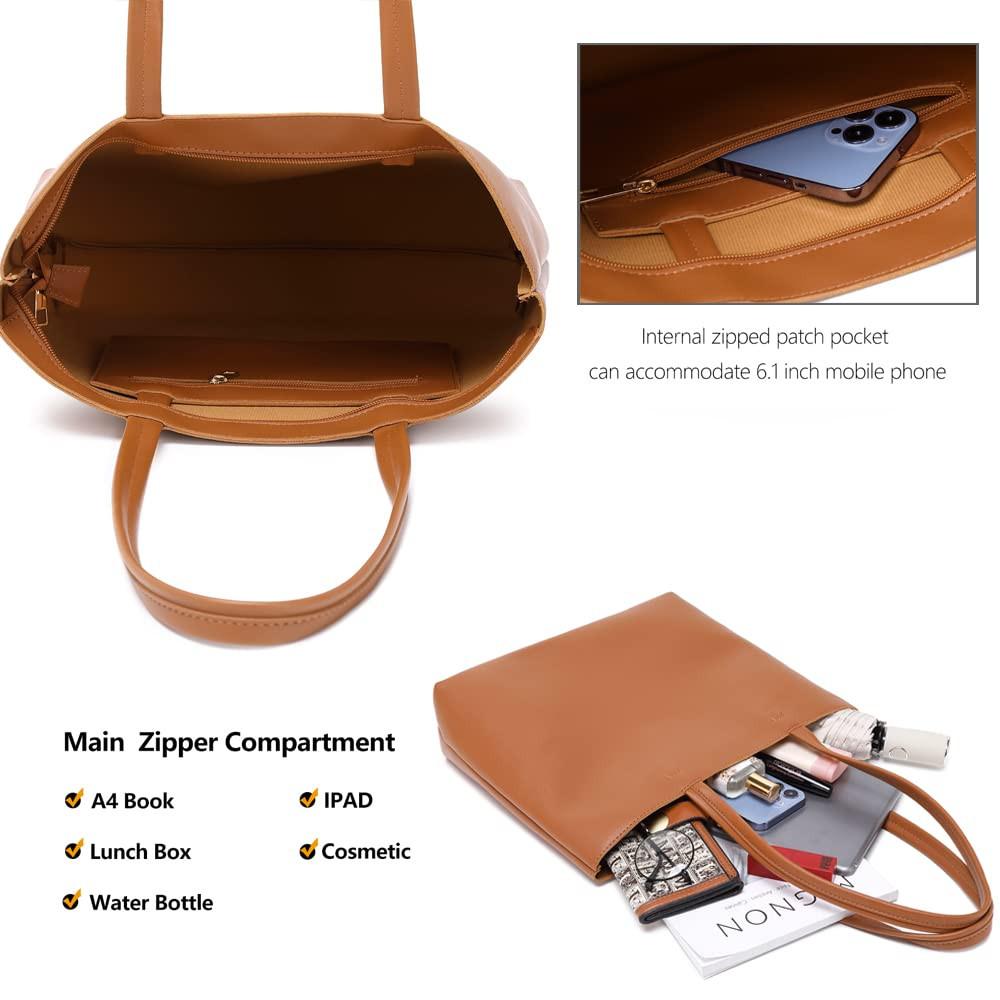 Only-bags.store PU Leder Shopper Tasche mit Reissverschluss und Innentasche  