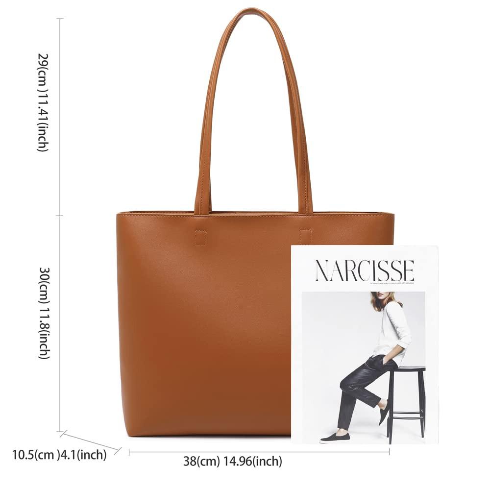 Only-bags.store PU Leder Shopper Tasche mit Reissverschluss und Innentasche  