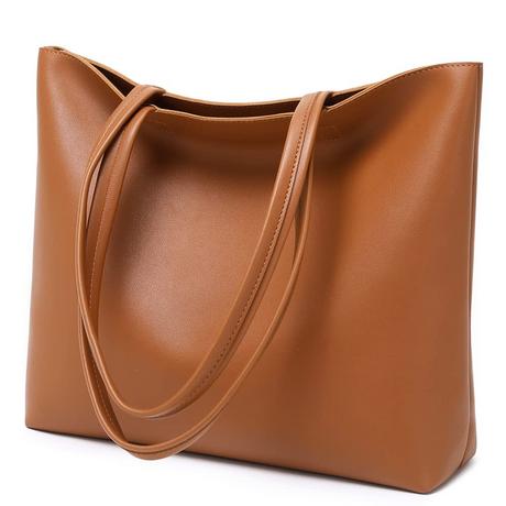 Only-bags.store  Henkeltaschen, einfache Handtaschen PU Leder Shopper Tasche für Arbeit, Schule, Einkaufen mit Reißverschluss und Innentasche 