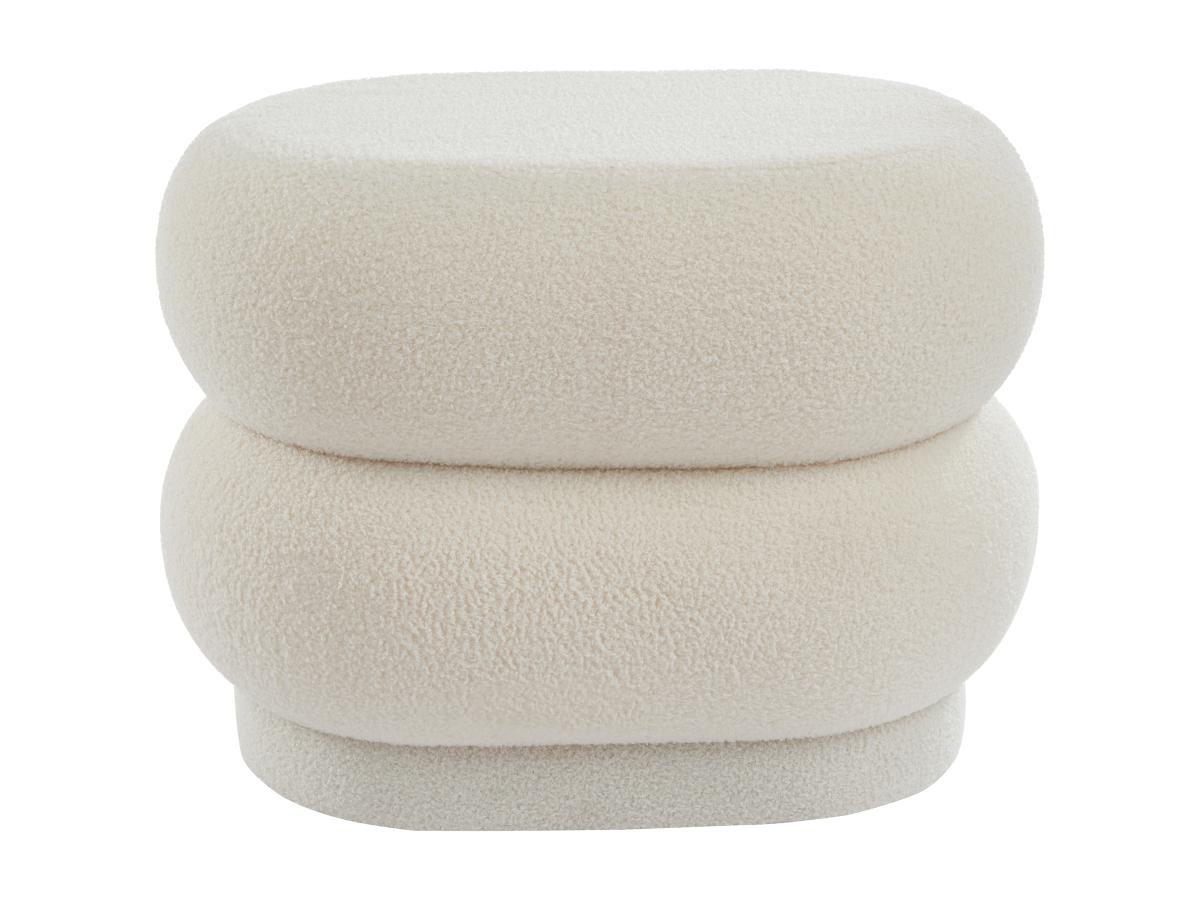 Vente-unique Pouf en tissu bouclette blanc LECINIO  