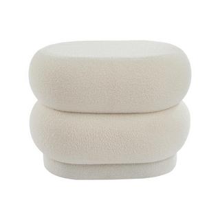 Vente-unique Pouf en tissu bouclette blanc LECINIO  