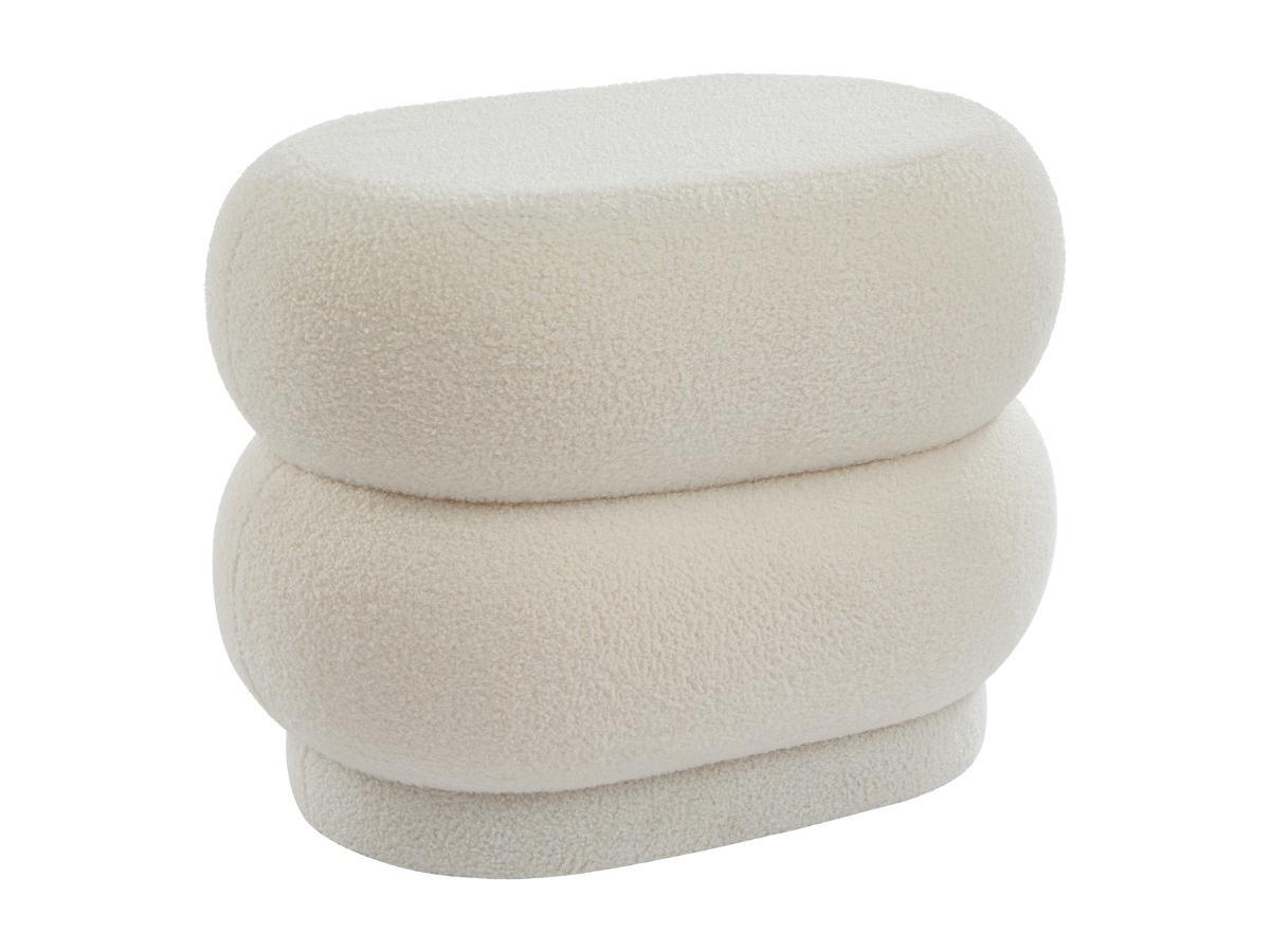 Vente-unique Pouf en tissu bouclette blanc LECINIO  