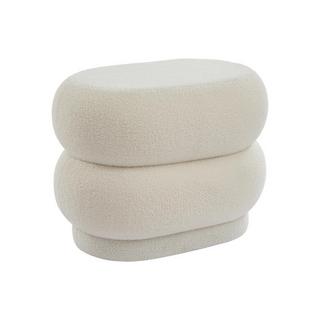 Vente-unique Pouf en tissu bouclette blanc LECINIO  