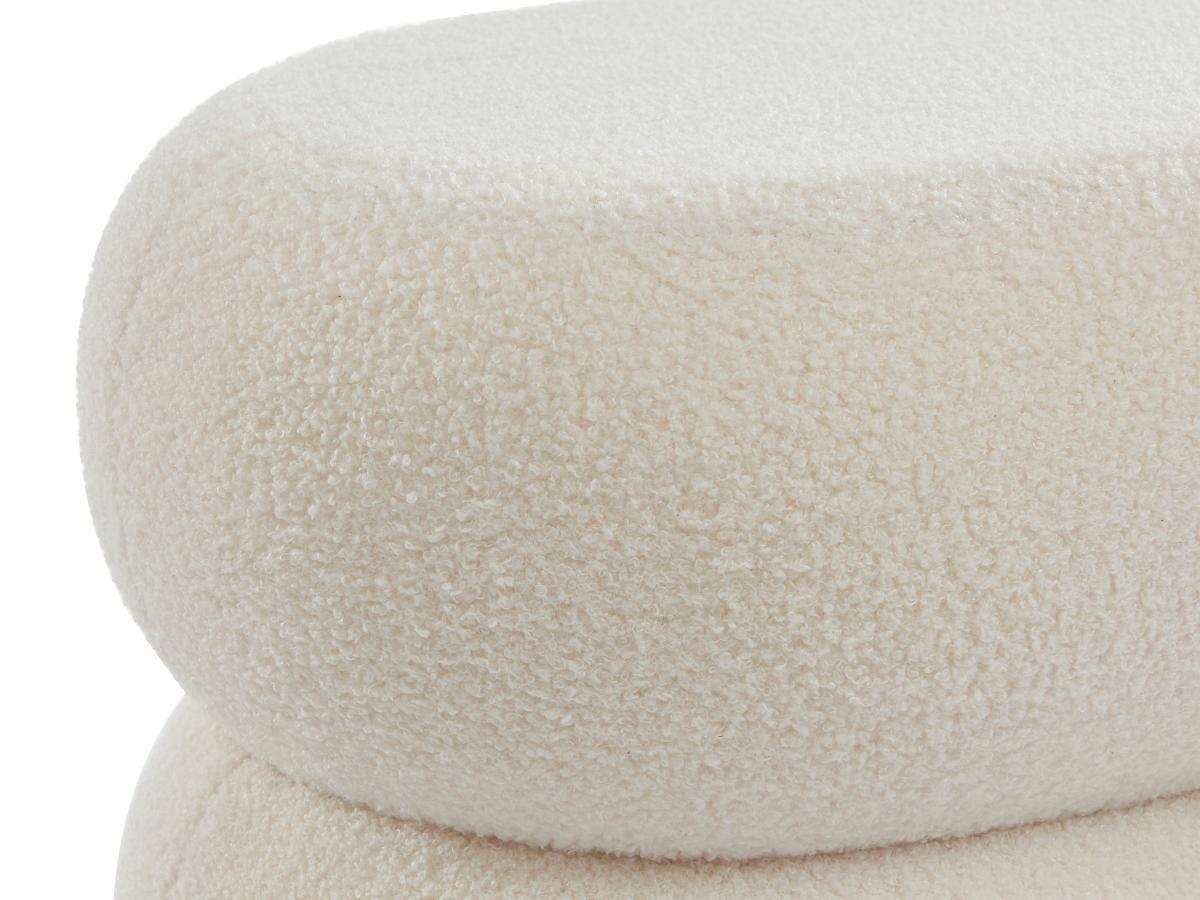 Vente-unique Pouf en tissu bouclette blanc LECINIO  