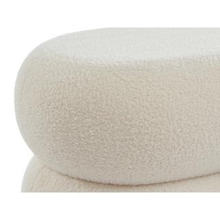 Vente-unique Pouf en tissu bouclette blanc LECINIO  