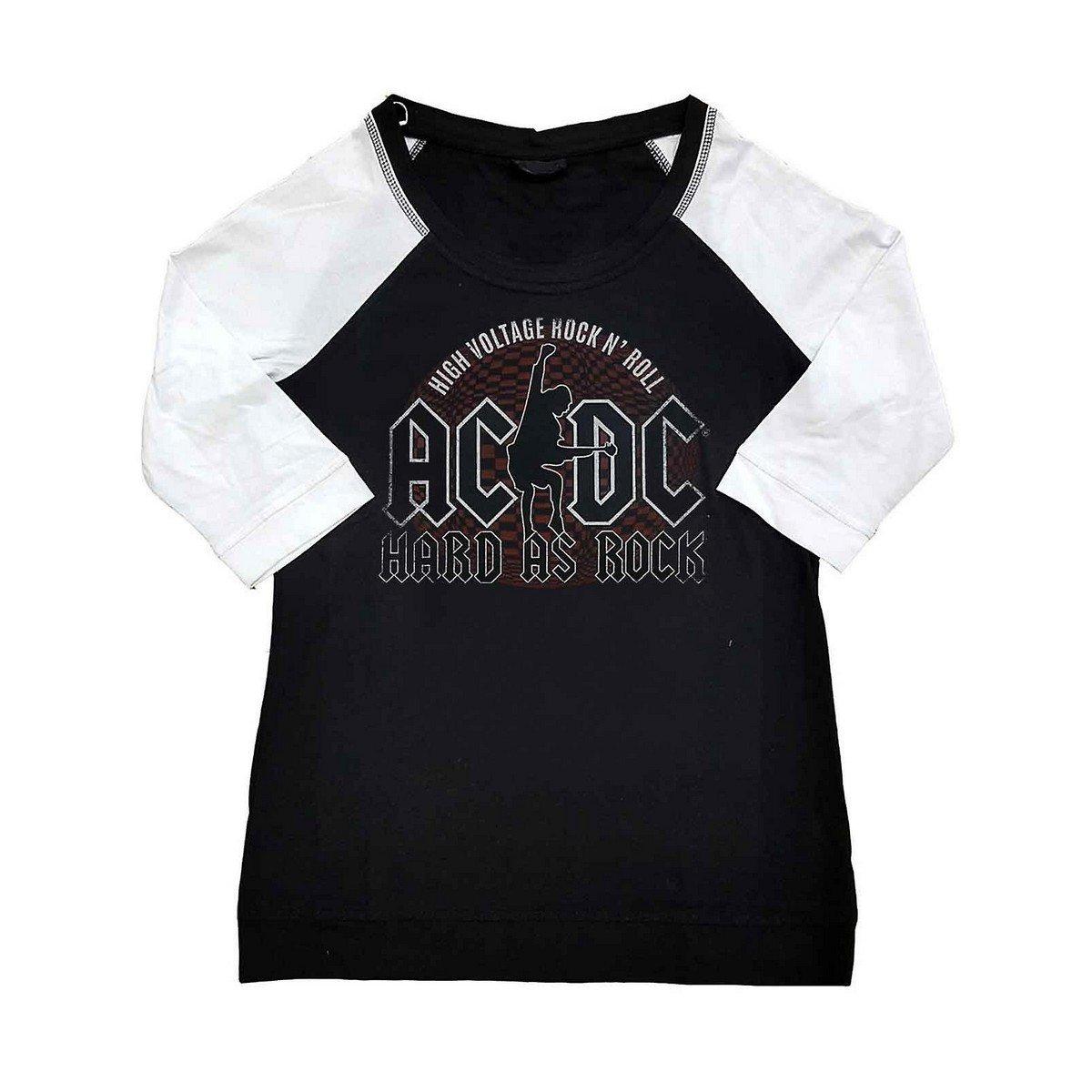 Image of Acdc Hard As Rock Tshirt Raglanärmel Unisex Schwarz XXL