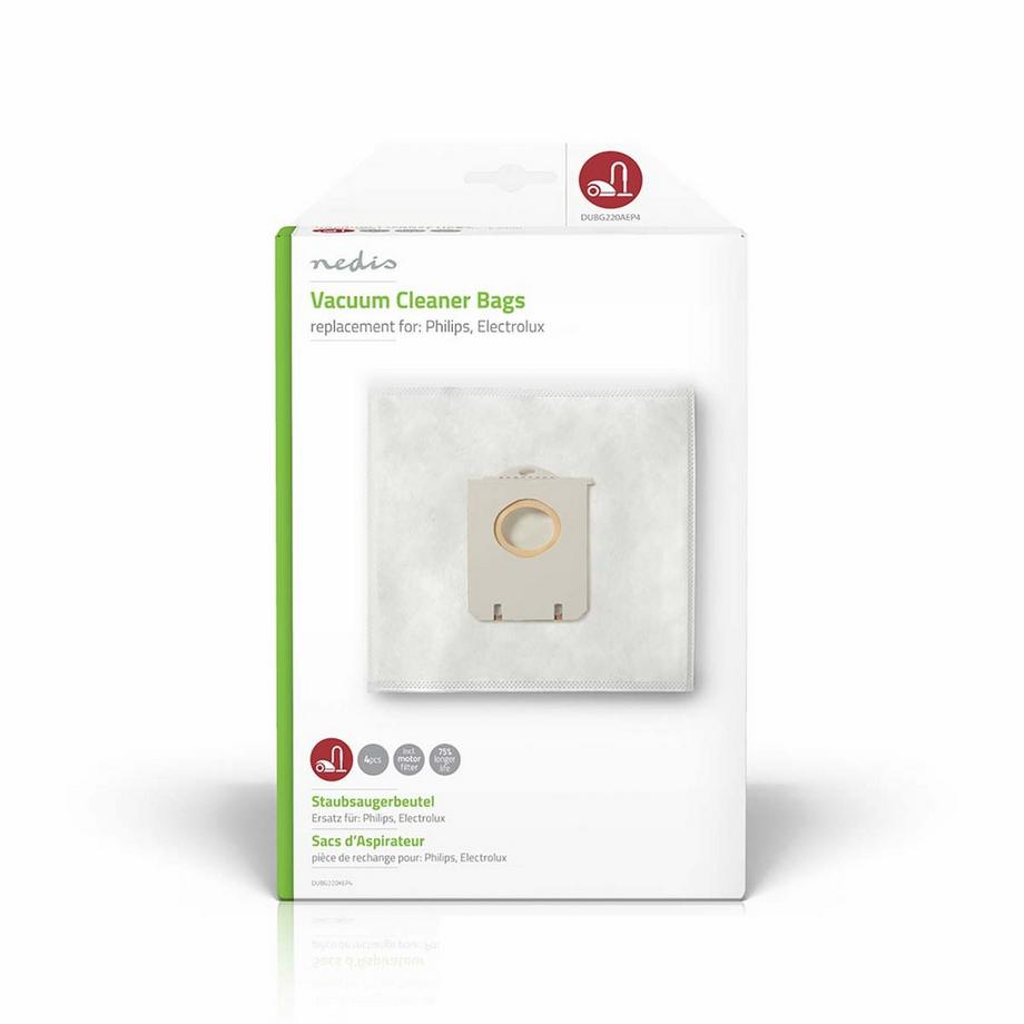 Nedis Sacchetto per aspirapolvere | 4 pz. | Sintetico | Venduto principalmente per: Philips / Electrolux | Bianco  