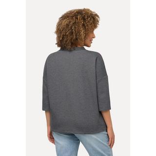 Ulla Popken  Pull oversize à col montant et manches 3/4, papillon 