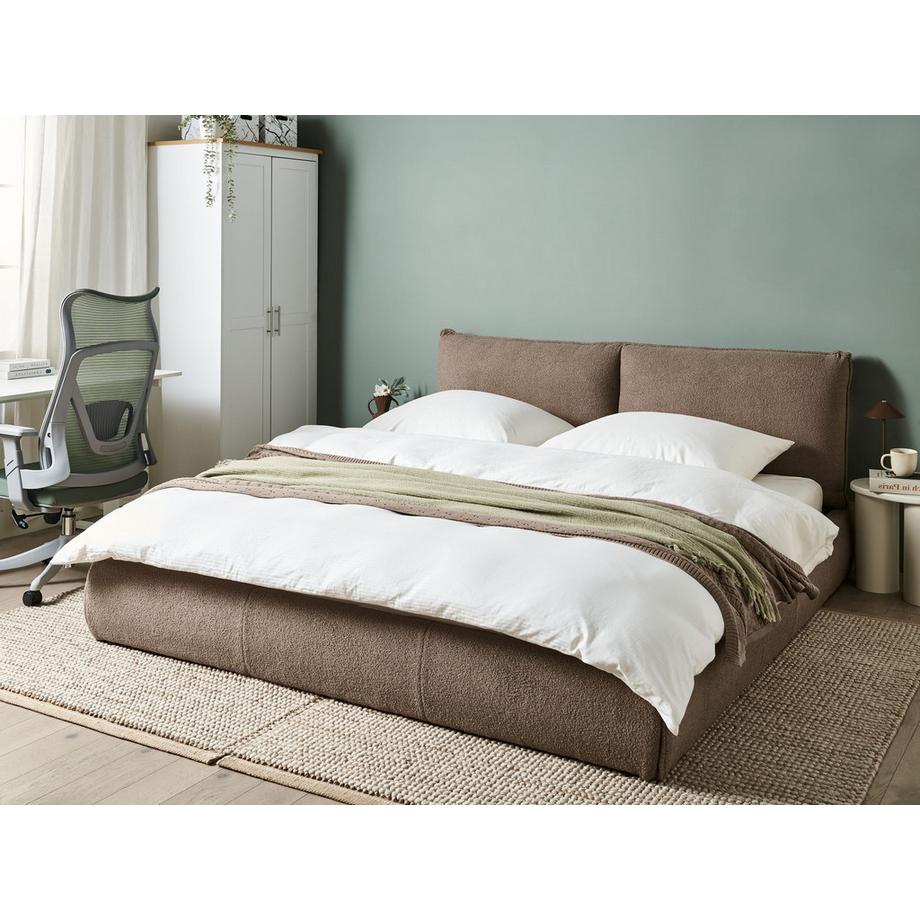 Beliani Lit avec sommier en Bouclé Moderne VINAY  