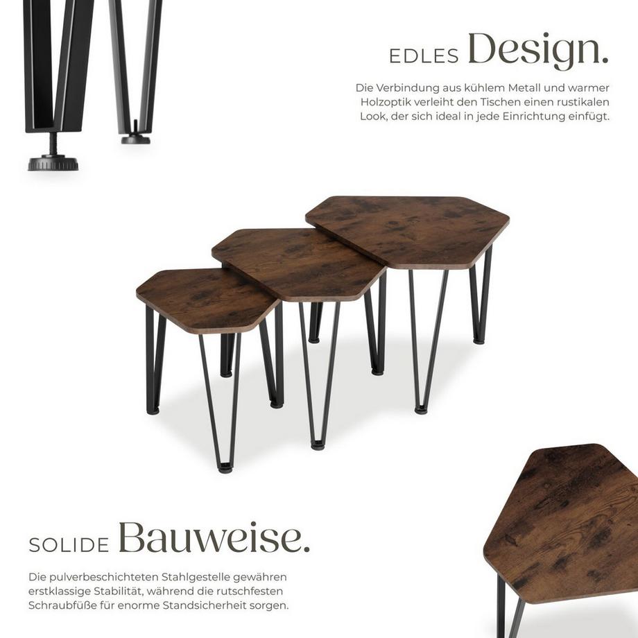 Tectake Ensemble de tables d'appoint TORQUAY en 3 parties  