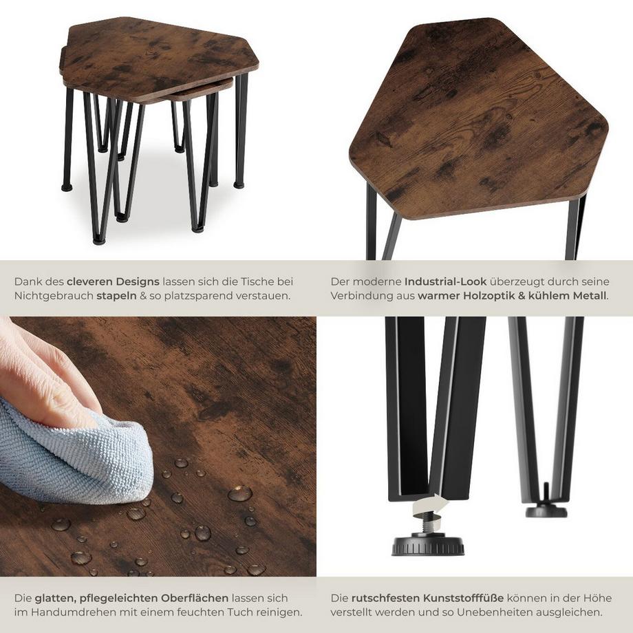 Tectake Ensemble de tables d'appoint TORQUAY en 3 parties  