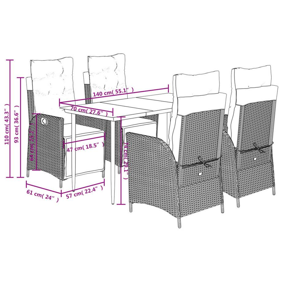 VidaXL Garten essgruppe poly-rattan  