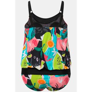 Ulla Popken  Tankini imprimé fruits. Bonnets souples et bretelles ajustables. Matière recyclée. 