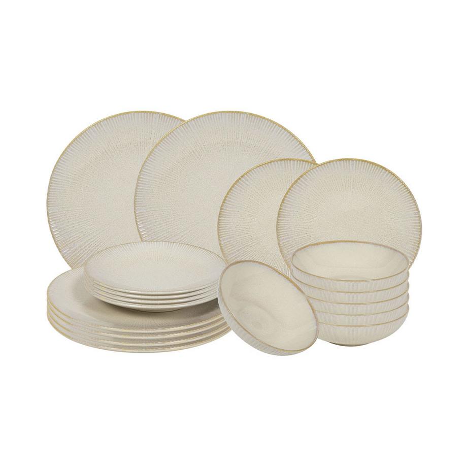 TAVOLA  Set de vaisselle beige pastel 18 pièces 