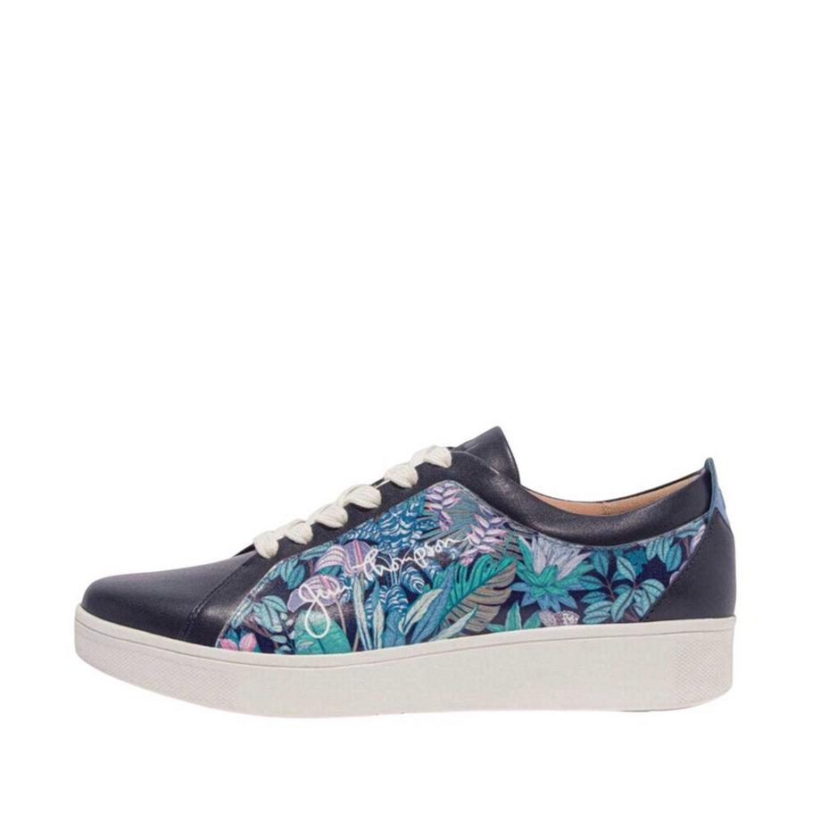 fit flop Leder Sneaker mit Blumendruck  