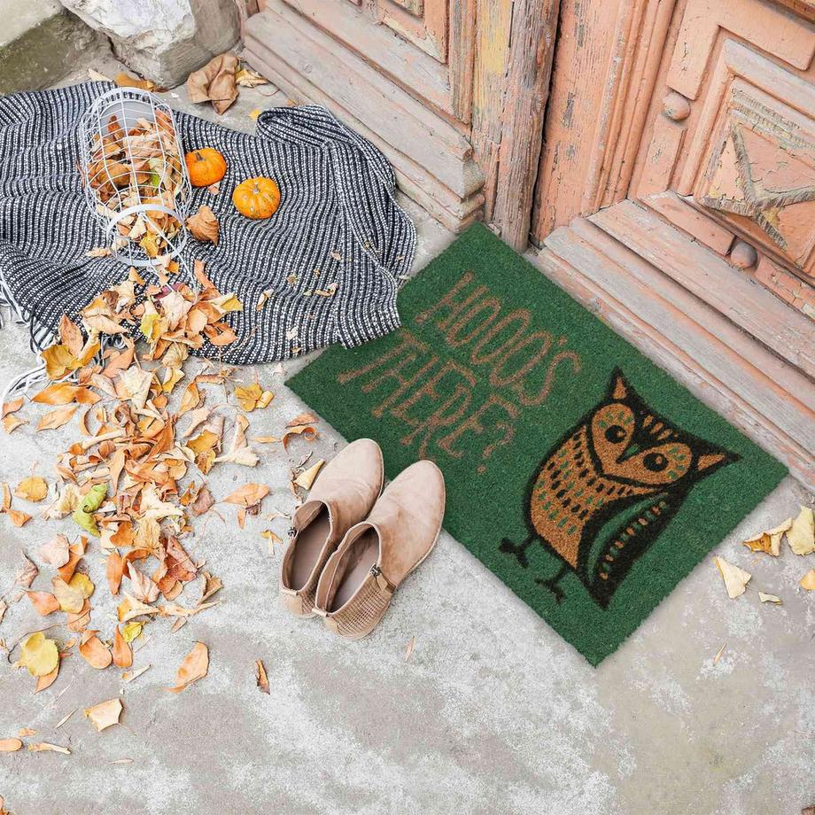 B2X Paillasson en fibre de coco hibou et texte  