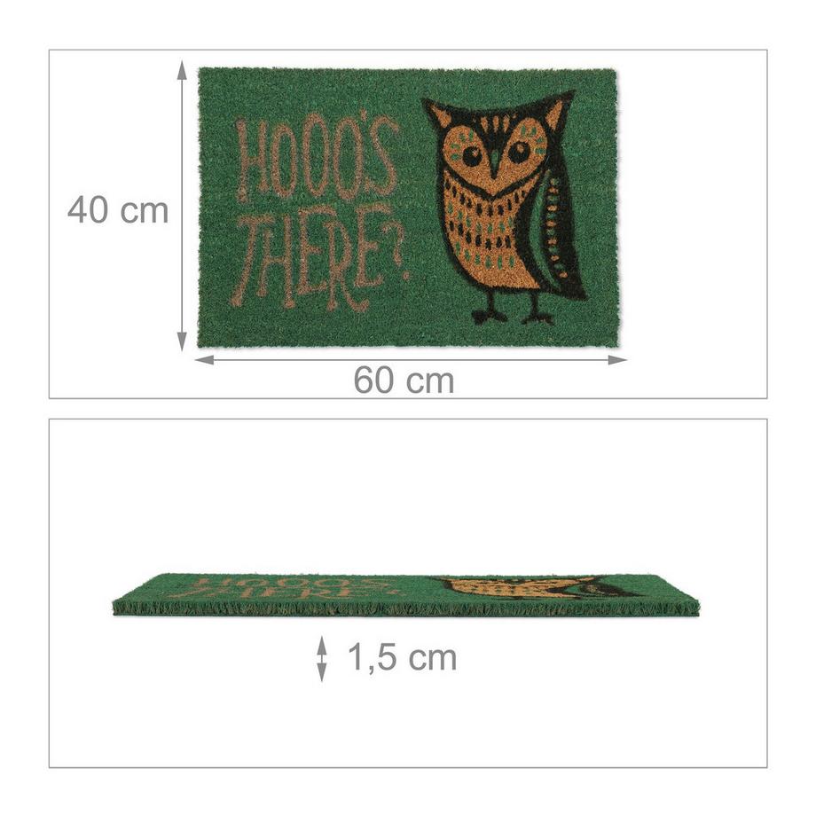 B2X Paillasson en fibre de coco hibou et texte  