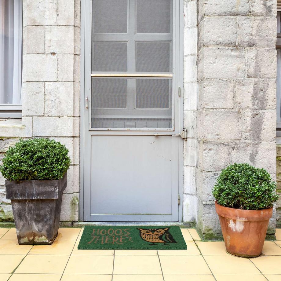 B2X Paillasson en fibre de coco hibou et texte  