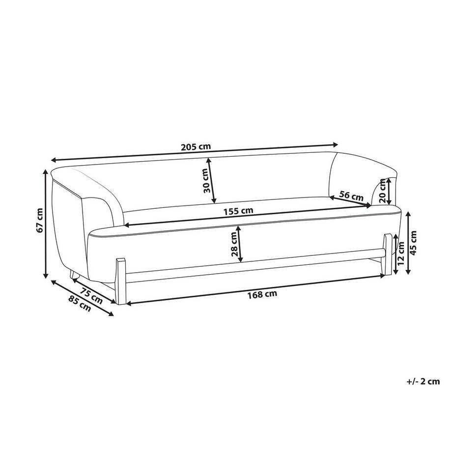 Beliani Canapé 3 places en Tissu chenille  ALNOR  