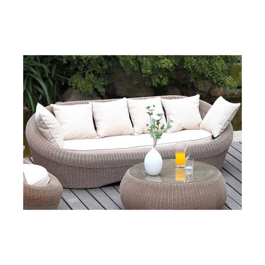 Vente-unique Canapé 3 places de jardin en résine tressée caramel WHITEHEAVEN  