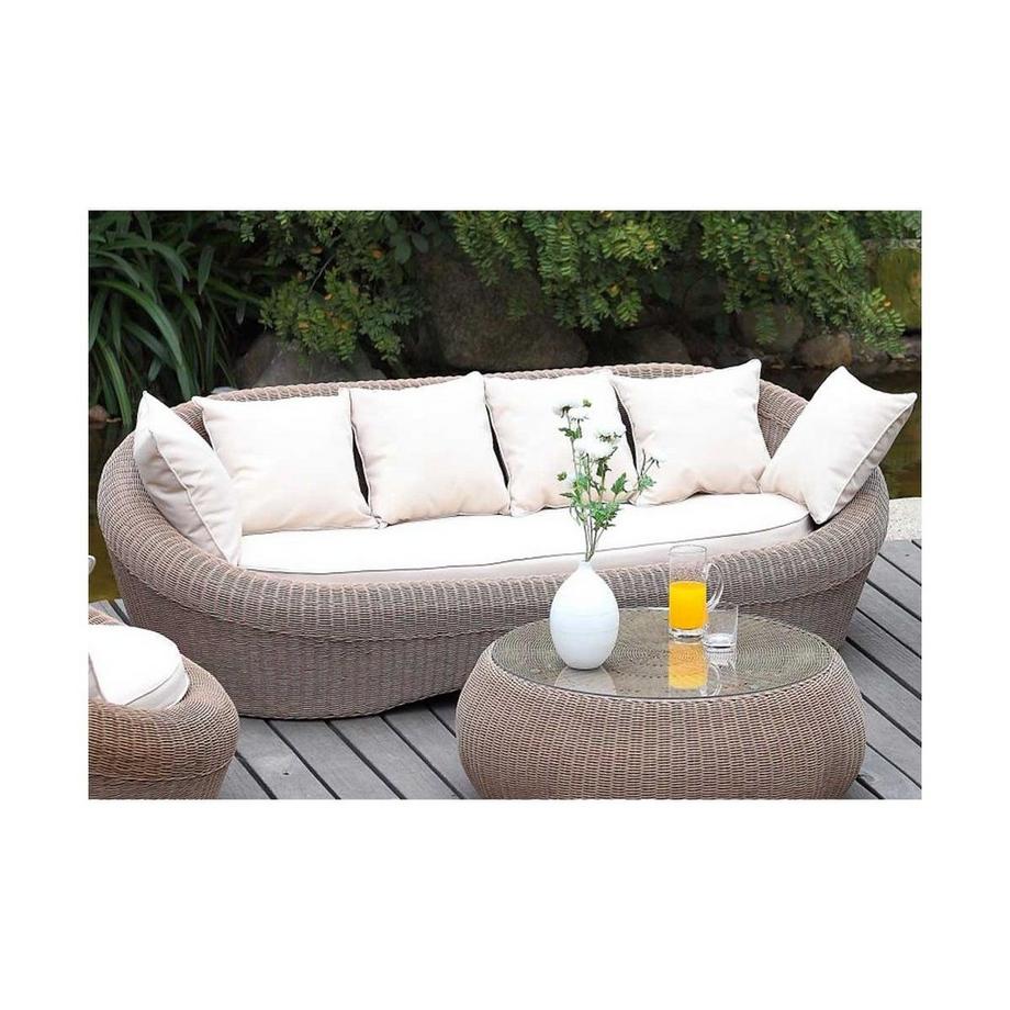 Vente-unique Canapé 3 places de jardin en résine tressée caramel WHITEHEAVEN  