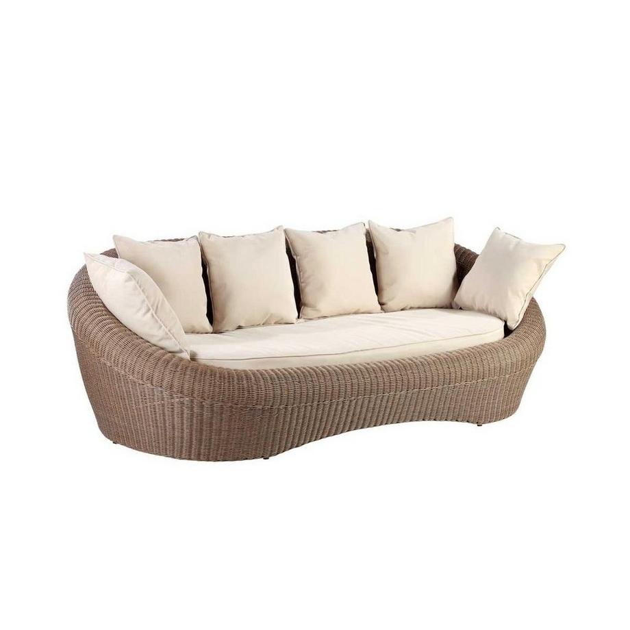 Canapé 3 places de jardin en résine tressée caramel WHITEHEAVEN