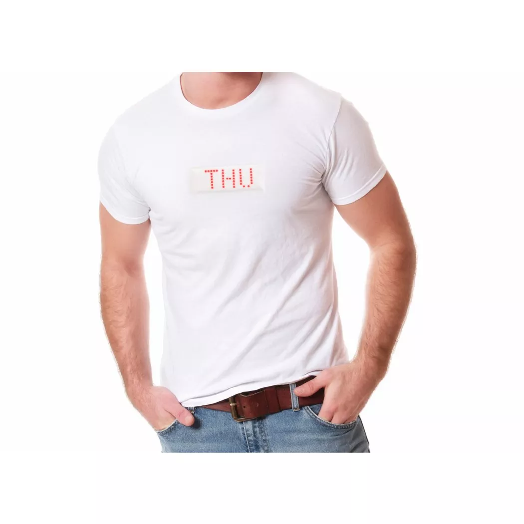 Novelty – LED Panel Shirt S, One Size, Weiss
