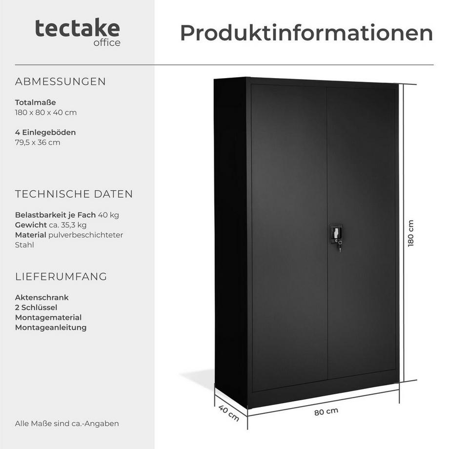 Tectake Armoire de classement BLAIN en acier lâqué époxy  