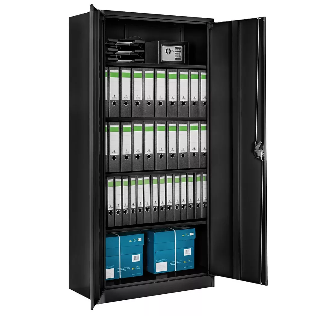 Tectake - Armoire de classement BLAIN en acier lâqué époxy, 1 Stück, Charcoal Black