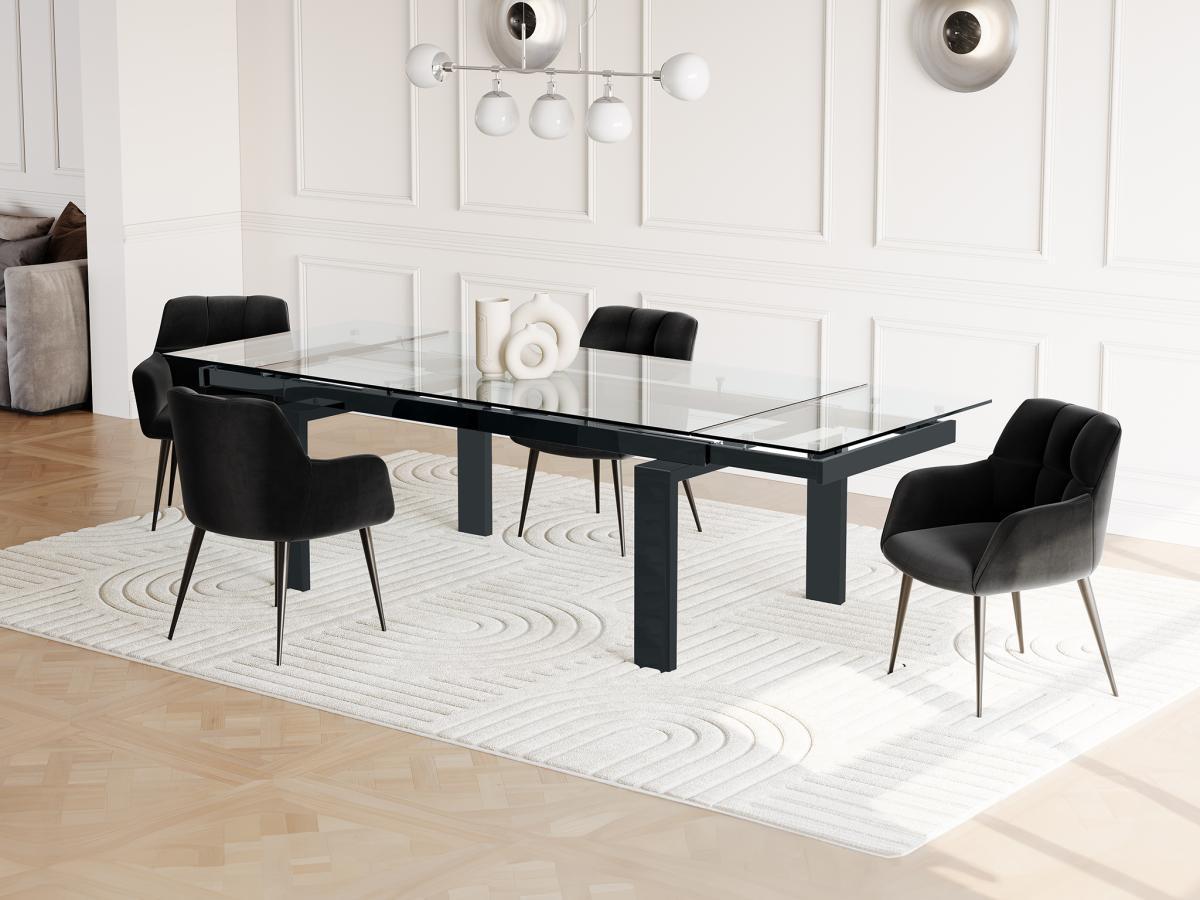 Vente-unique Table à  manger extensible LUBANA Verre trempé métal 8 à  10 cous  