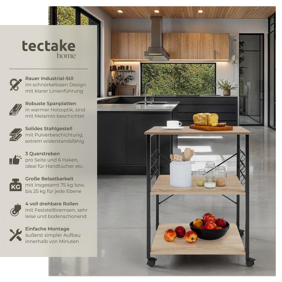 Tectake Carrello portavivande Rugby stile industriale  