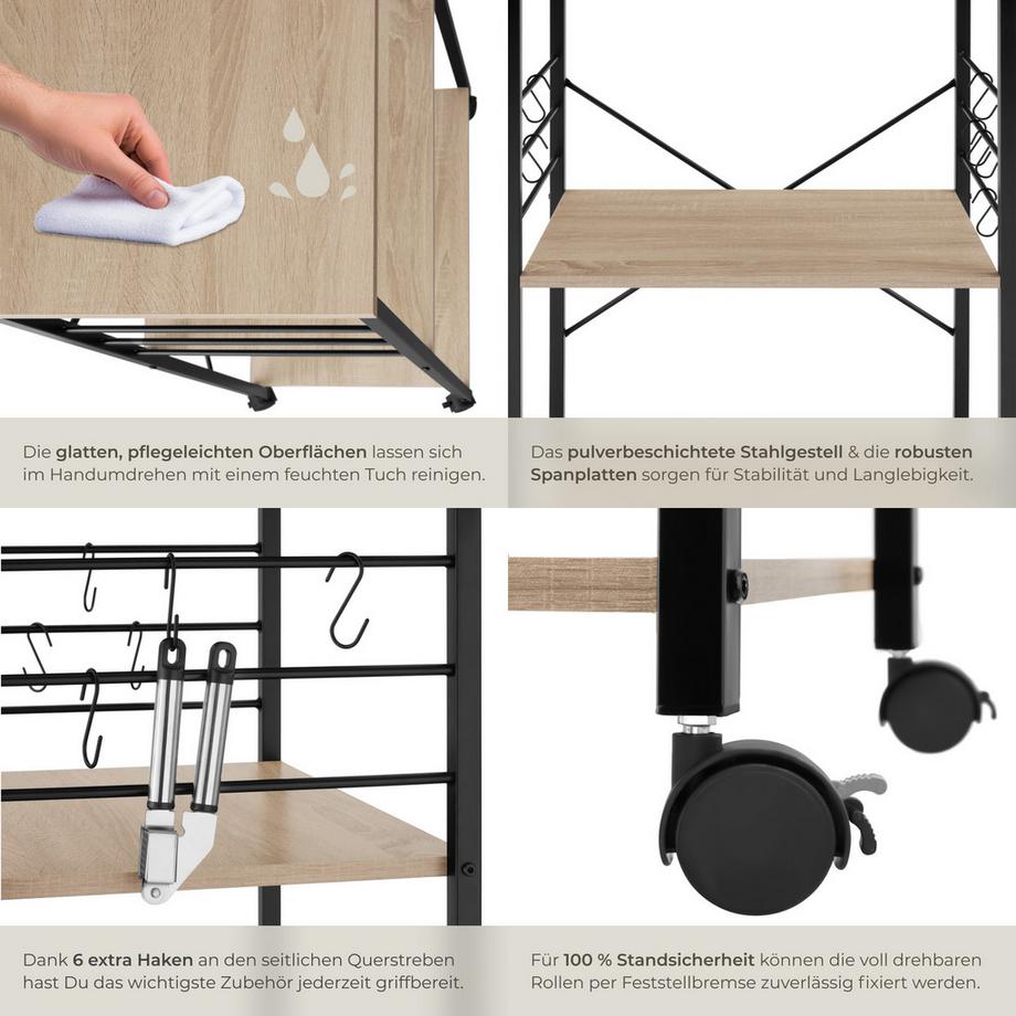 Tectake Carrello portavivande Rugby stile industriale  