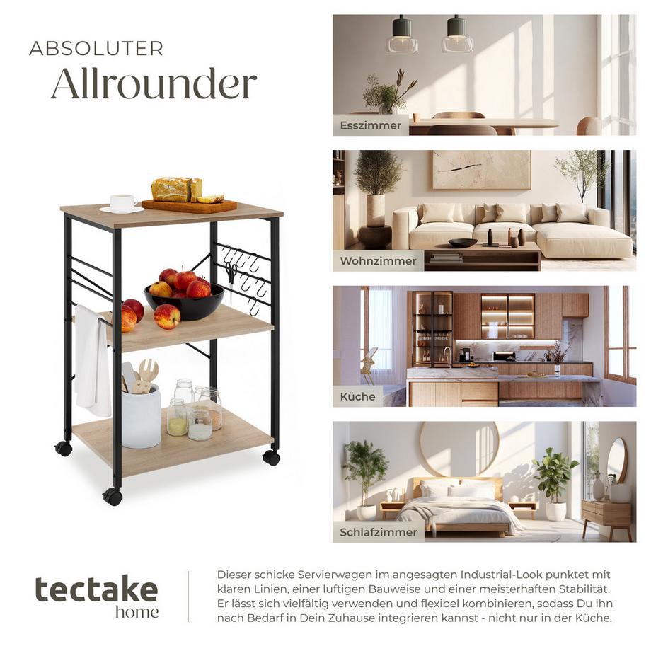 Tectake Carrello portavivande Rugby stile industriale  