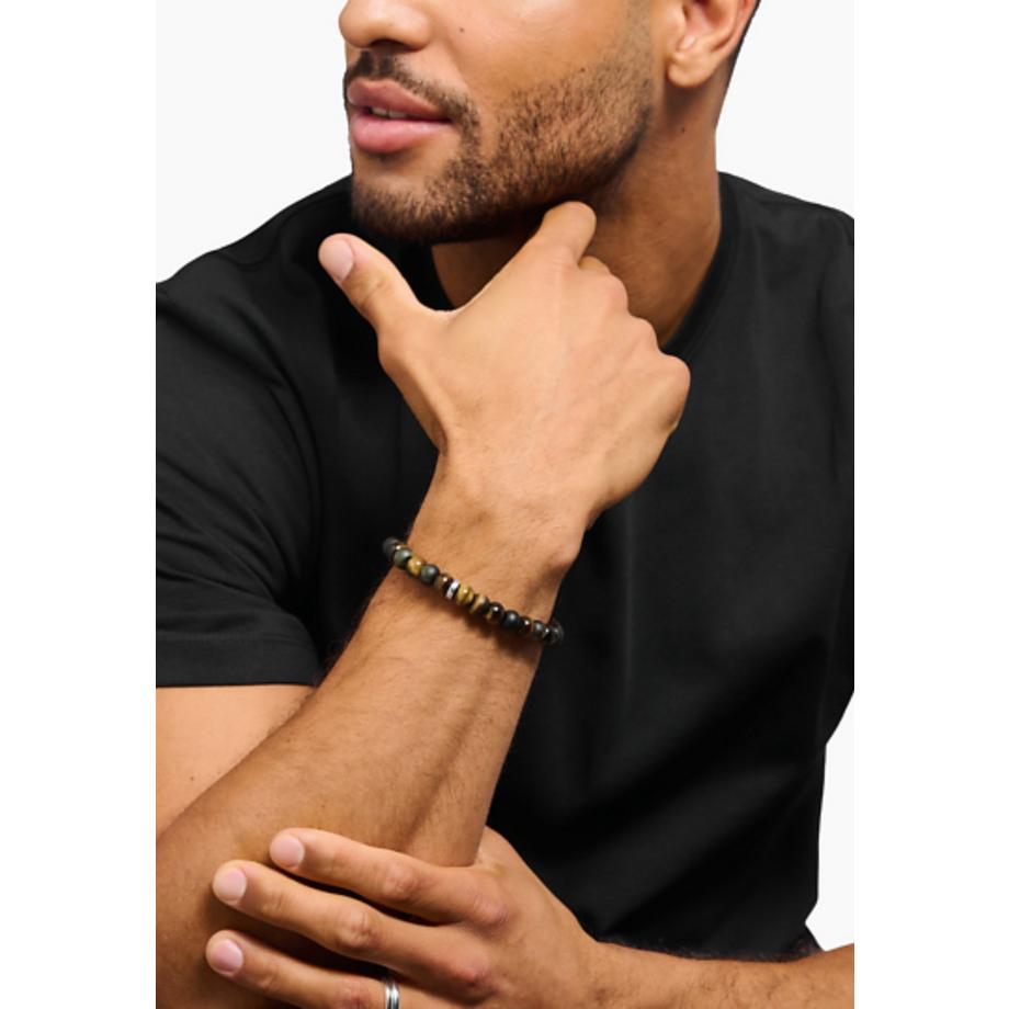 Thomas Sabo  Bracelet avec perles d'Œil de Tigre brundé et dé 