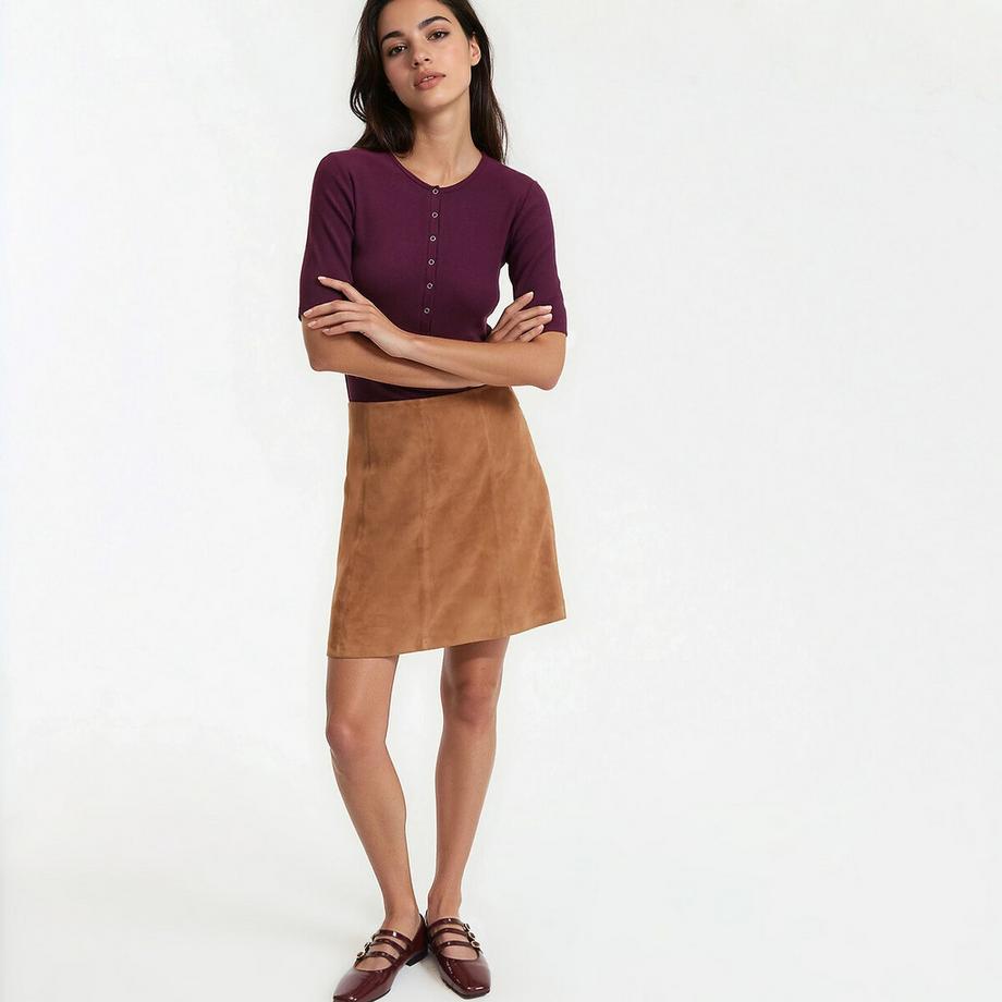 La Redoute Collections Geripptes T-Shirt mit Henley-Ausschnitt  