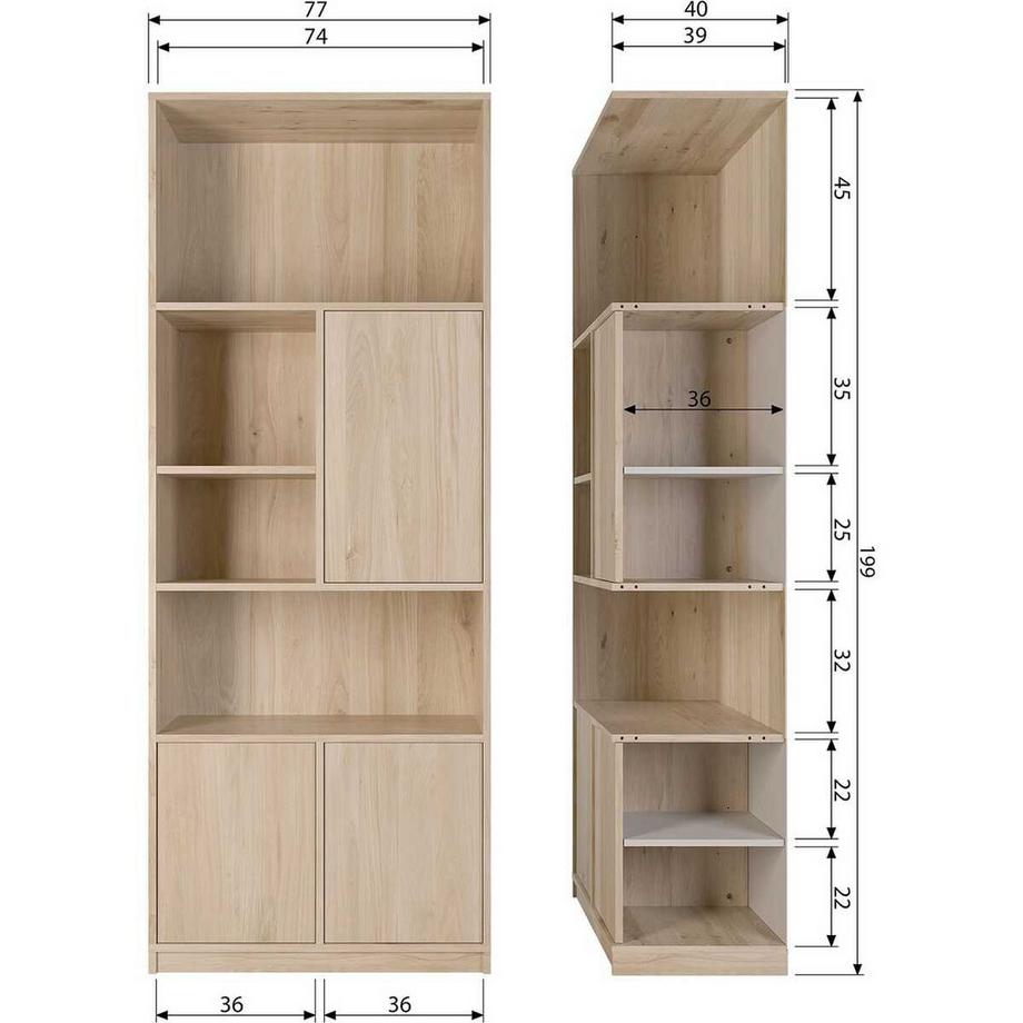 mutoni Oberschrank Modulair Eiche natur 77x199  