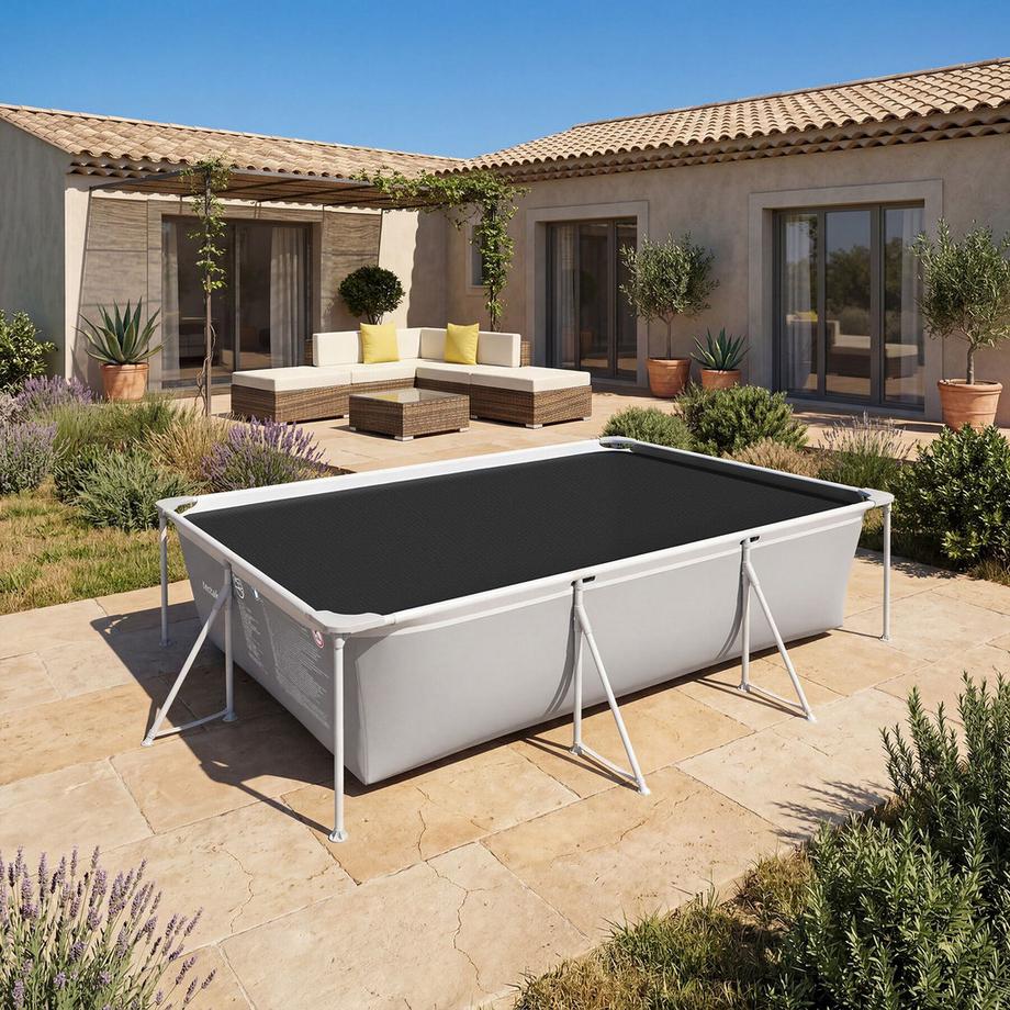 Tectake PoolabdeckungPolyethylenmitSolarfolie,selbstschwimmend,strapazierfähig,Schmutzschutz,500x800cm  