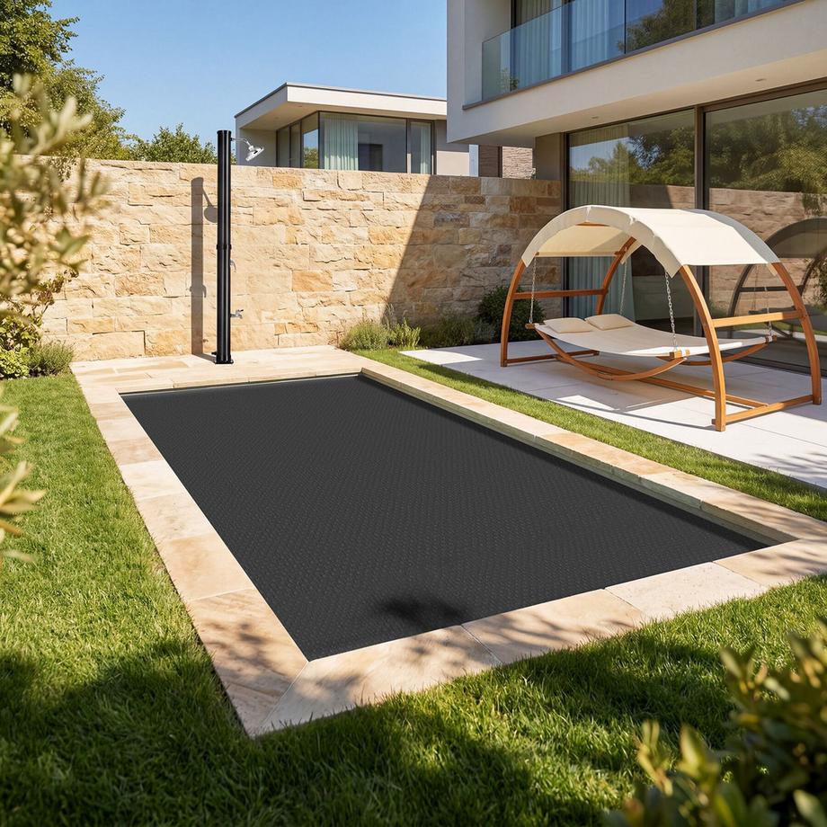 Tectake PoolabdeckungPolyethylenmitSolarfolie,selbstschwimmend,strapazierfähig,Schmutzschutz,500x800cm  