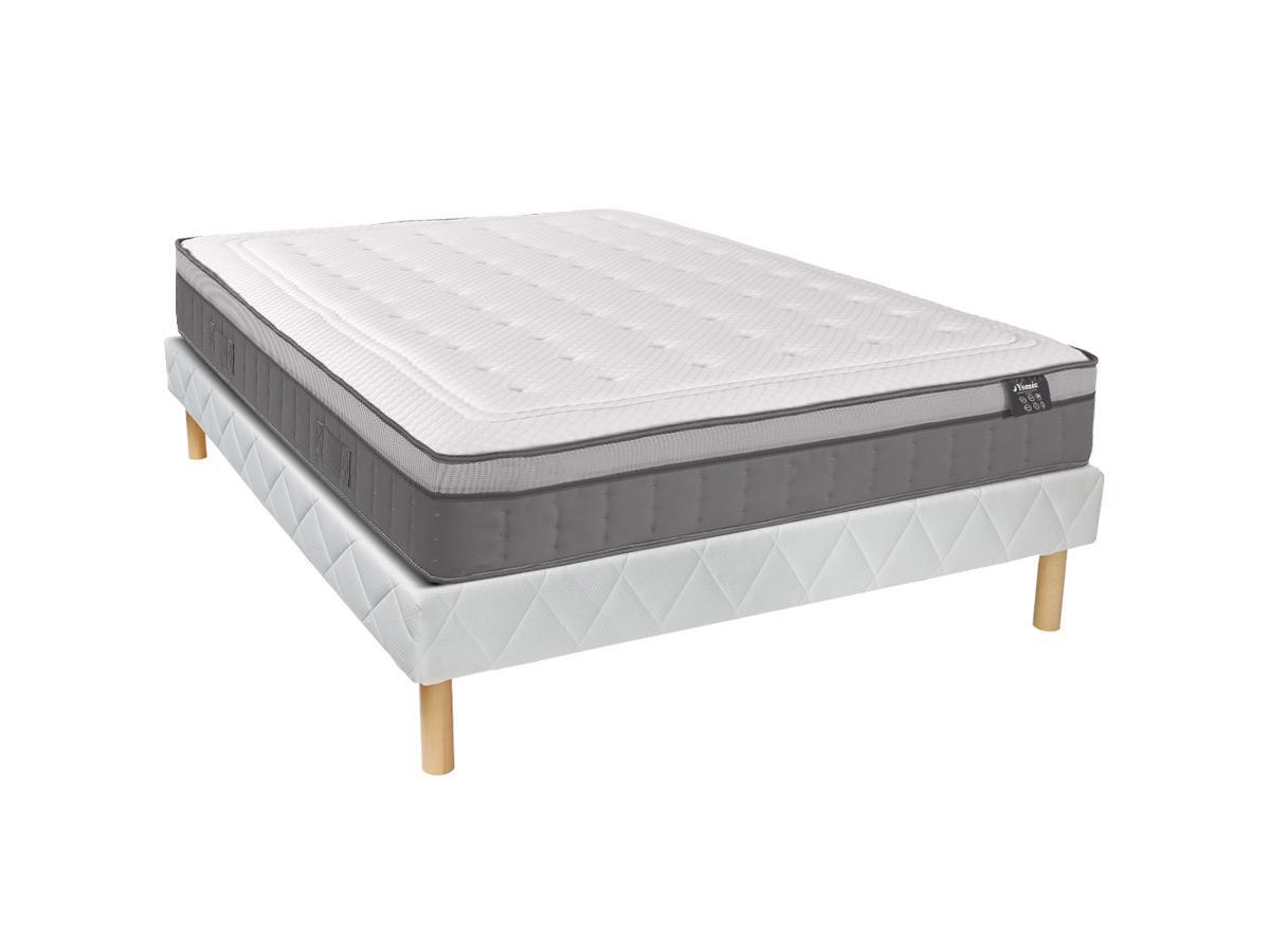 Image of Set aus Bettgestell + Matratze - 140 x 190 cm - 7-Zonen-Taschenfederkern & Memory Schaum - Stärke 30 cm - ASGARD von YSMÉE Set aus Bettgestell + Matratze - 140 x 190 cm - 7-Zonen-Taschenfederkern & Memory Schaum - Stärke 30 cm - ASGARD von YSMÉE