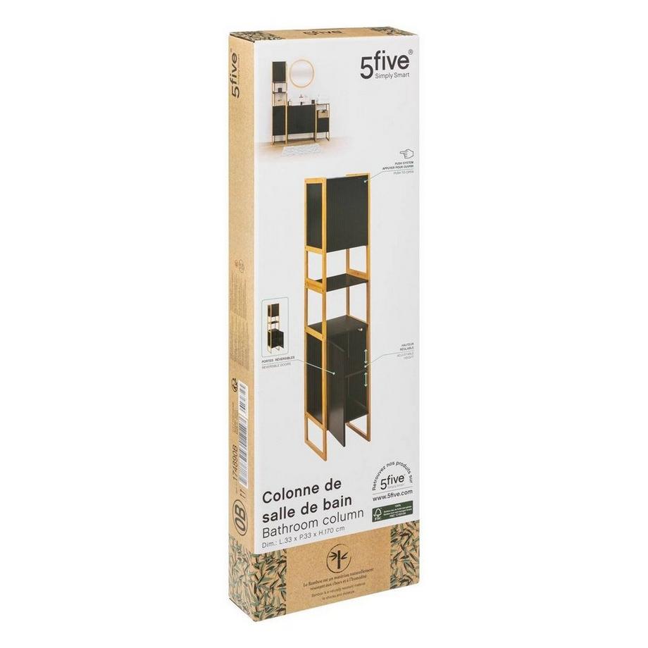 5five Alta libreria da bagno con armadio - Nero  