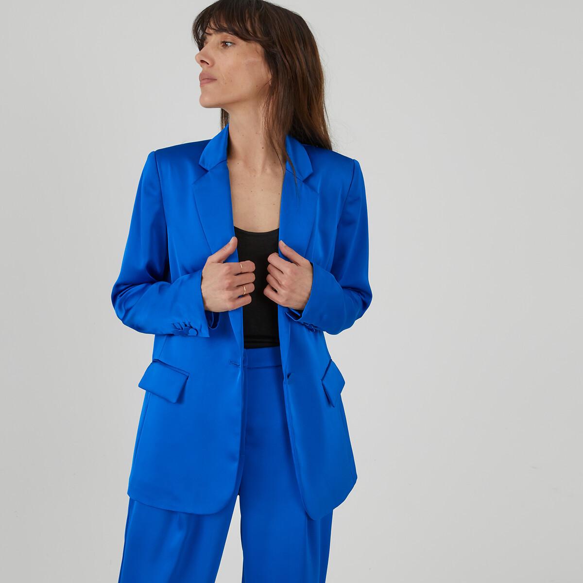 Image of Gerader Satin-blazer Unisex Blau 34