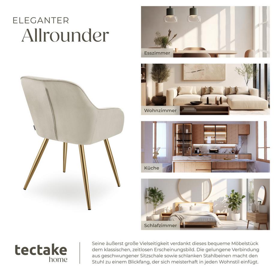 Tectake Sedia da pranzo Marilyn Imbottita, effetto velluto, trapuntata  