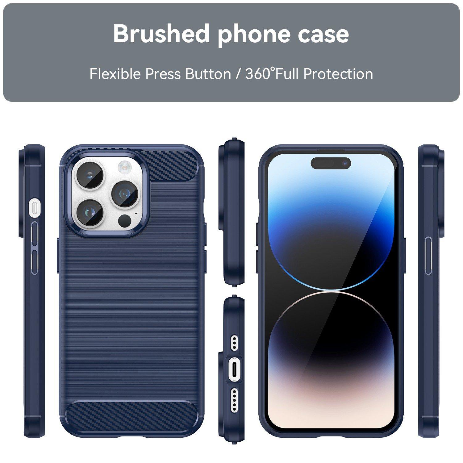 Cadorabo  Hülle für Apple iPhone 14 PRO TPU Silikon Edelstahl-Karbonfaser Optik 