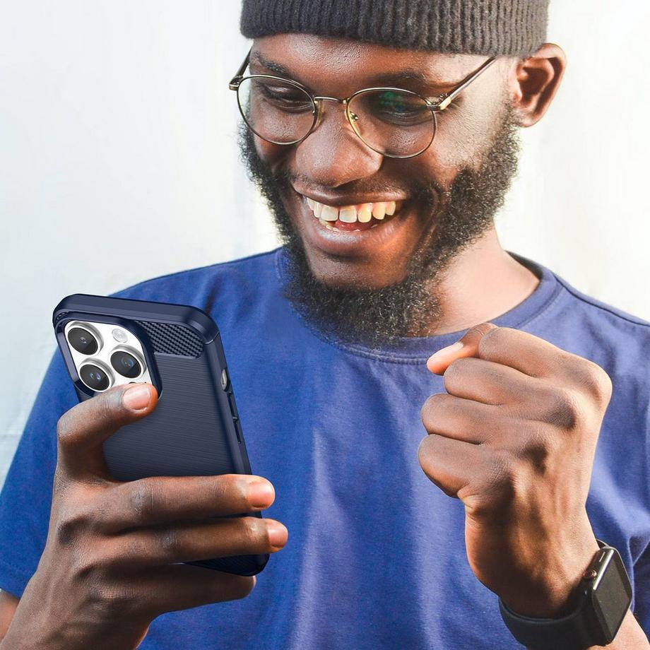 Cadorabo  Housse compatible avec Apple iPhone 14 PRO - Coque de protection en silicone TPU flexible, aspect inox et fibre de carbone 