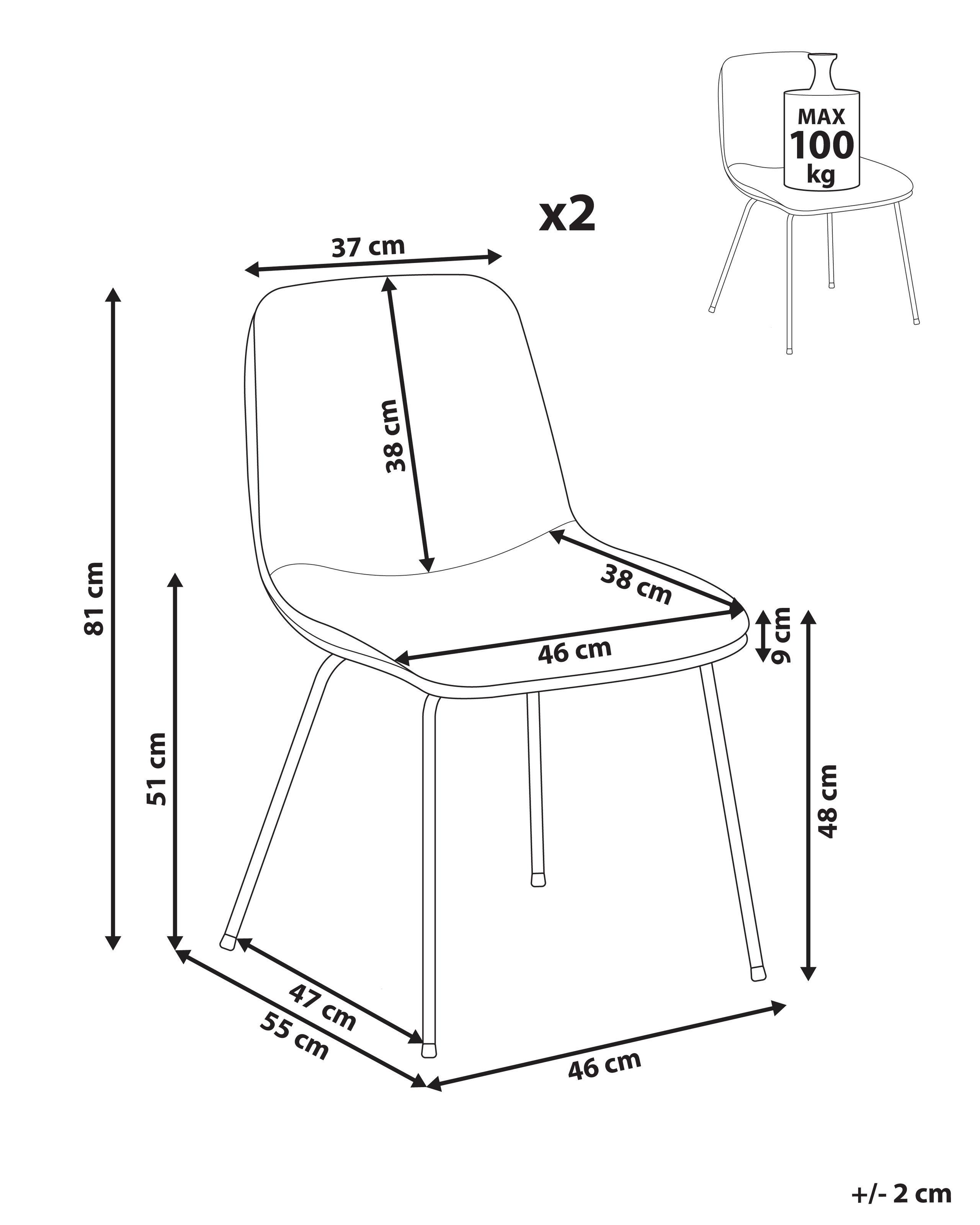 Beliani Set di 2 sedie da pranzo en Tessuto Scandinavo LORIDA  