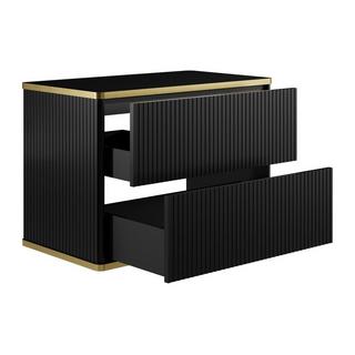 Vente-unique Mobile sotto lavabo per il bagno scanalato con profilo Dorato Nero L80 cm - KELIZA  